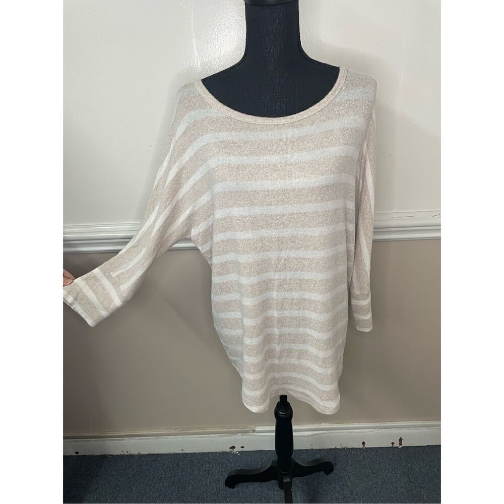 Market & Spruce 3/4 Sleeve Stripe Blouse Size Large